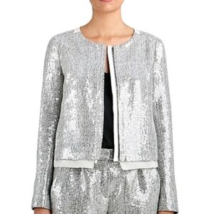 Diane Von Furstenberg jacket size Large silver Tamali crystal sequin